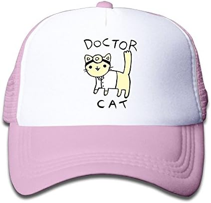 Doctor Cat Mesh Hat Trucker Style Outdoor Sports Baseball Cap With Adjustable Snapback Strap For Kid's Pink One Size