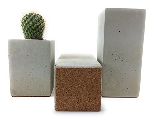 Square Concrete Succulent Planters / Air Plant Holder / Vase. (set of 3) Natural Gray. - Thumbnail 3