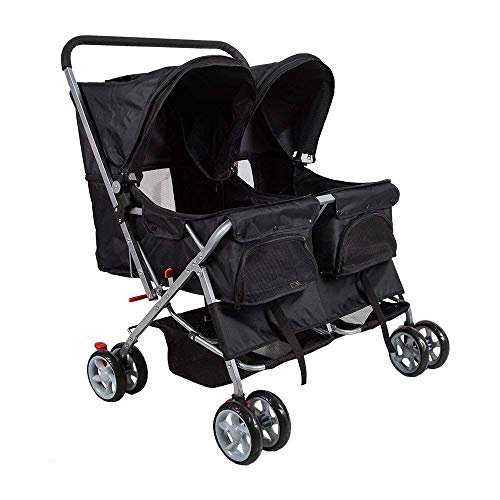 image for Livebest Folding 4-Wheels Double Pet Stroller Small Animals Carrier Ea