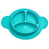 Squooshi Silicone Divided Dish - Fun Placemat - Easy to Clean - Dishwasher and Microwave Safe - Soft and Unbreakable - FDA Certified Silicone - Great for Baby or Older Kids. (Aqua)