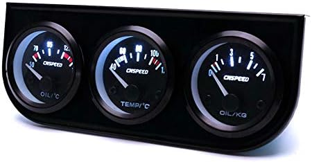 Car Gauge Kit, 52mm Electronic Triple Gauge Kit Oil Pressure Water Temperature Gauge Voltmeter 3 in 1 Car Motorcycle Meter