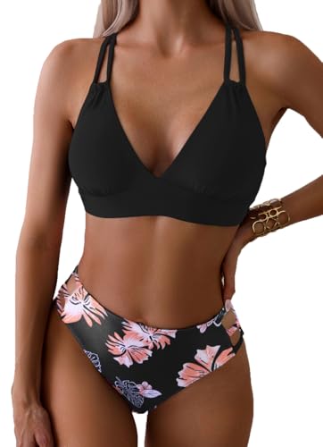 Tainehs Women's Push Up V Neck Bikini Sets Criss Cross Back Two… at Amazon