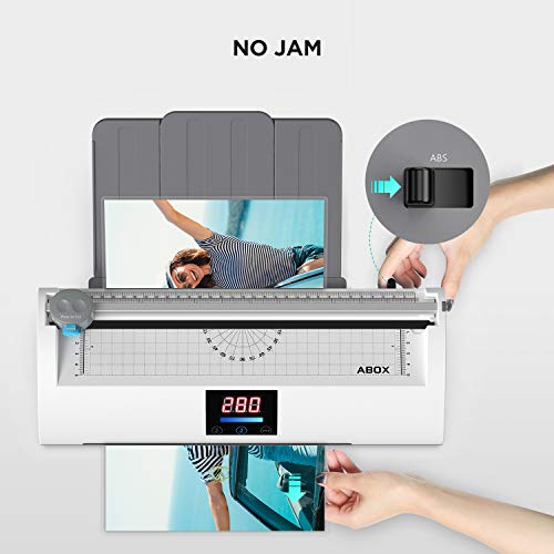 ABOX Laminator Machine, Professional Thermal A4 Laminator Pixseal Ⅱ with Feeding Tray, Trimmer, Corner Rounder, 20 Laminating Pouches, White - Thumbnail 3