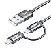 Zendure 2 in 1 Nylon Braided USB Charge/Sync Cable with Micro and Lightning Connector for iPhone 7 / 7 Plus/6s/6s Plus/6/6 Plus, iPad,Tablet, Android Smartphone(12 inches/30 cm,Grey)