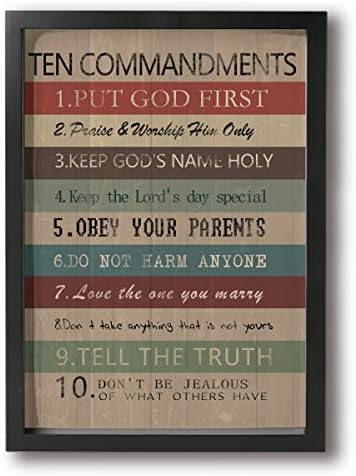 SRuhqu Canvas Wall Art Prints Ten Commandments Put God First -Picture Paintings Contemporary Decorative Giclee Artwork Wall Decor-Wood Frame Ready to Hang