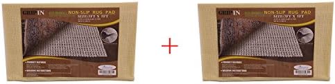 Non-slip Non-skid Rug Pad For Area Rugs and Runners Eco Friendly Made With 100% Plant Based Oils Grip-In (2 PCS 3' x 5' VALUE PACK)