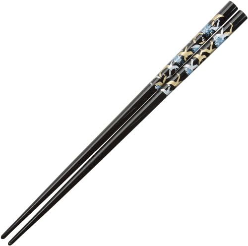 Cranes of Gold and Silver on Black Japanese Style Chopsticks; 1 Pair