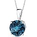 PEORA 14K White Gold London Blue Topaz Pendant for Women, Natural Gemstone Classic Solitaire, 2.50 Carats Round Shape 8mm, December Birthstone Necklace, Gold Necklace, w/Jewelry Box
