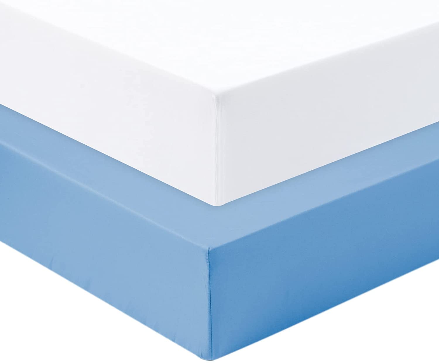 Dudu N Girlie Cotton Jersey Mini Cot Fitted Sheets, 50 cm x 100 cm, 2-Piece, White/Blue