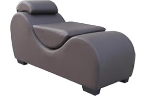 Kingway Yoga, Stretching, Relaxation Modern Faux Leather Living Room Curved Chaise Lounge, Large, Brown (Yoga-L-Brown)