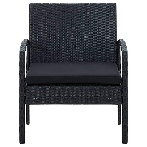 vidaXL Gartenstuhl mit Kissen Gartensessel Gartenmöbel Rattanstuhl Stuhl Sessel Rattansessel Balkonstuhl Terrassenstuhl Essstuhl Poly Rattan Schwarz – Bild 4