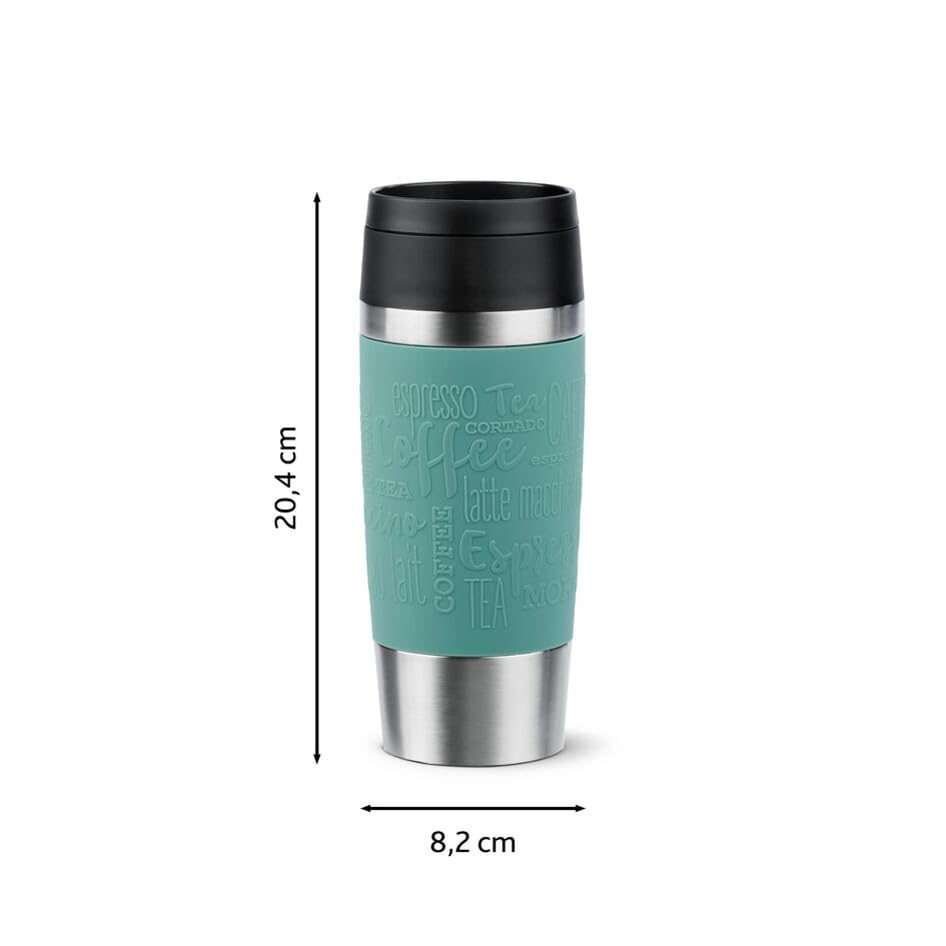 Emsa N20210 Travel Mug Classic Isolierbecher 0,36 Liter | neuer Komfort-Schraubverschluss | Edelstahl | 4h heiß und 8h kalt | 100% dicht | spülmaschinenfest | 360°-Trinköffnung | Petrol 9