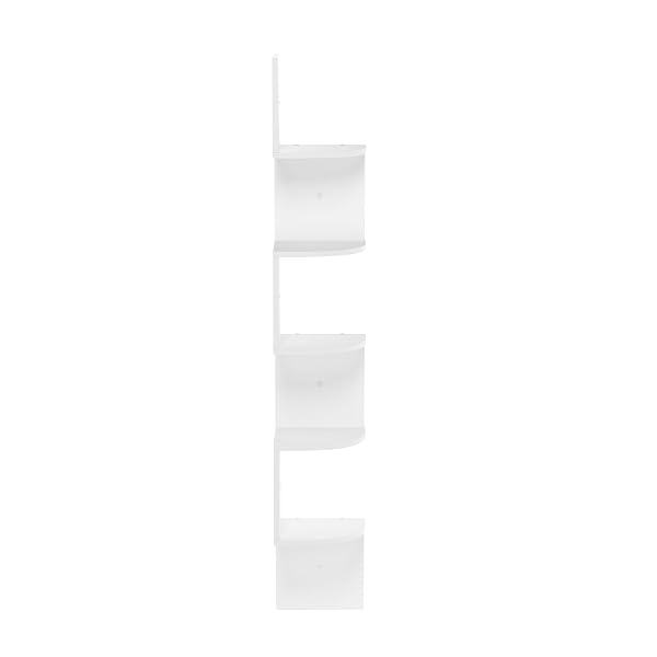 FURINNO ROSSI 5-TIER WALL MOUNT FLOATING RADIAL CORNER SHELF, WHITE