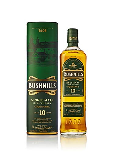 Bushmills 10 Years Old Single Malt Irish Whiskey ( 1 x 0,7 l) - dreifach destillierter 100% Malt Whisky