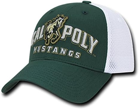 W Republic Apparel Structured Mesh Flex Cap, Cal Poly, Hunter White, One Size