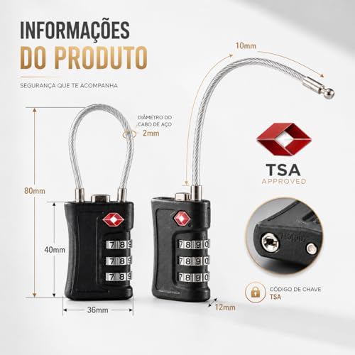 Cadeado com Senha para Viagem 3 Dígitos TSA Portátil Antifurto Mala Mochila Bolsa Academia Armário Resistente Compacto Seguro Fácil de Usar Ideal para Aeroporto Hotel Trabalho (1)