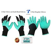 NNBB 2 Pairs Garden Genie Gloves with Fingertips Claws on Each Hand- for Right Handers & Left Handers- for Digging and Planting- for Rose Pruning- for Women & Men Gloves