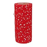 FENICAL Sequin Roll Spool Tulle Roll Gift Wrap for Wedding Christmas Party Decoration 6 Inch 25 Yard (Red)