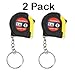 6 Feet Long Keychain Tape Measure- 2 Pack - Thumb Power Lock Measuring Tape - High Carbon Steel Blade and Shock Absorbent Case - For Professional and Amateur Workers - Katzco