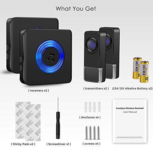 Wireless Doorbell Kit for Home Coolqiya Door Bell Chime with 2 Waterproof Transmitters and 2 Plug-in Receivers - Thumbnail 6