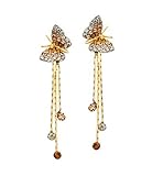 Gold Plated Dangle Earrings For Girls Gold Tone Butterfly Earring With Tassles -EGG044