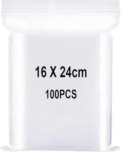 YOFADCI Resealable Clear Plastic Bags 16x24cm 100PCS Thick Durable Press Seal