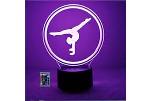HPBN8 Ltd 3D Artistic Gymnastics Night Light USB Powered Touch Switch Remote Control LED Decor Optical Illusion 3D Lamp 7/16 Colors Changing Christmas Xmas Brithday