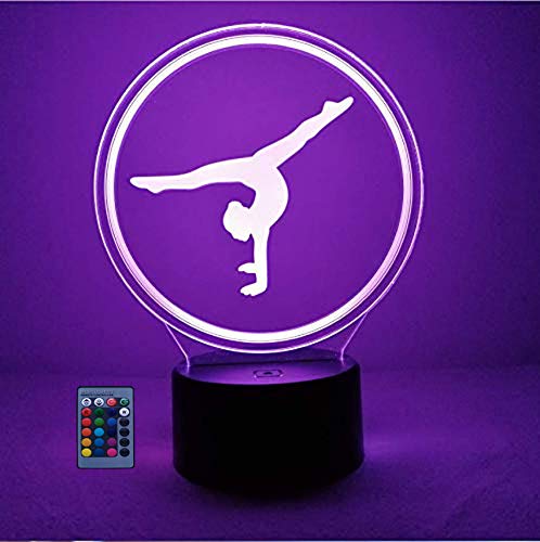HPBN8 Ltd Optical Illusion 3D Gymnastics Night Light Lamp 7/16 Color Change LED Lamp USB Powered Remote Control Valentines Birthday Room Decoration