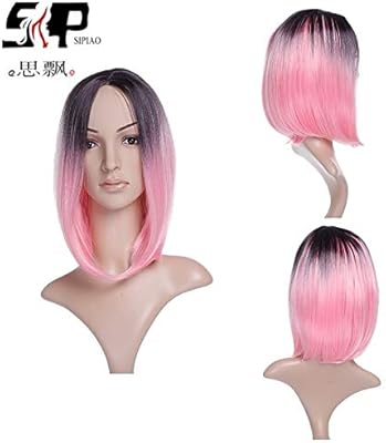 Split Straight Hair Dyed Bobo Short Straight Wig Europe Wig Wig