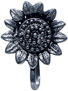 Abhooshan Women's Flower Clip On Nose Pin In Silver Alloy - No Piercing Required