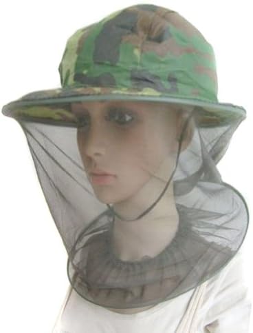 Leegoal Outdoor Camouflage Anti-Mosquito Hat with Head Net Mesh Face Protection - Malaria Net/ Bug Hat / Insect Hat Repels Bugs From Face.