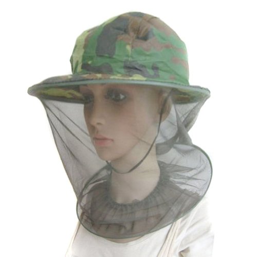 Leegoal Outdoor Camouflage Anti-Mosquito Hat with Head Net Mesh Face Protection - Malaria Net/ Bug Hat / Insect Hat Repels Bugs From Face.