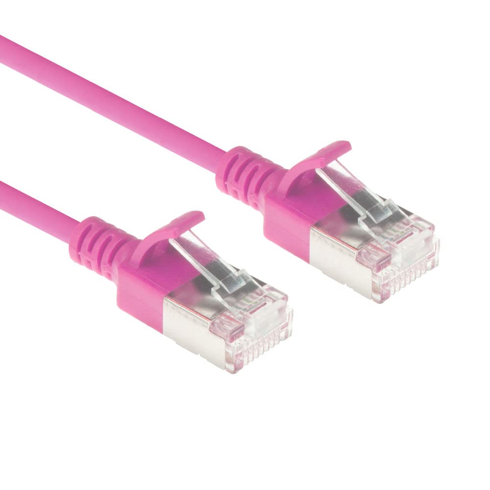 ACT CAT6a Network Cable, U/FTP LSZH LAN Cable Thin 3.8 mm Slimline, Flexible Snagless CAT 6a Cable with RJ45 Plug, for Use in Data Centres, 0.5 Metres, Pink - DC7400