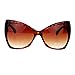 SA106 Unique Oversized Cat Eye Hybrid Butterfly Sunglasses Brown