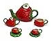 Unique Design Porcelain Miniature Strawberry Fruit Tea Set Mini Home Fairy Garden Figurine Dollhouse Kitchen Decor Accessories Tillandsia Air Plant Succulent Pot Planter Collectible Item.(Strawberry)
