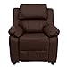 Flash Furniture Charlie LeatherSoft Kids Recliner with Flip-Up Storage Arms and Safety Recline, Contemporary Reclining Chair for Kids, Supports up to 90 lbs., Brown