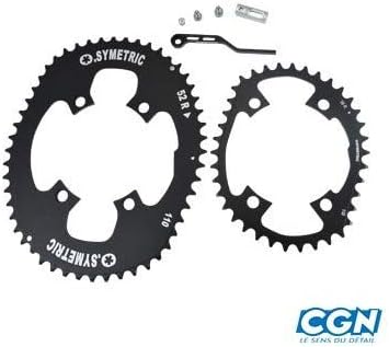 O. Symetric Kettenblatt 4-Arm, 110 mm Standard, Alu 7075 T6, schwarz SB-verpackt, passend für Shimano Ultegra, Dura Ace 11-fach Road Garnituren, 38/52Z. Kit