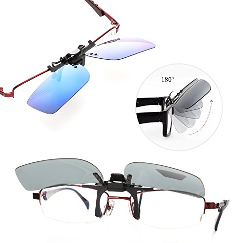 Hifot Sonnenbrille Aufsatz Clip on Sonnenbrille 2 Pack, polarisierte Linse passen über Korrekturbrillen, Flip-up randlose Myopie Sonnenbrille für Frauen und Männer – Bild 7