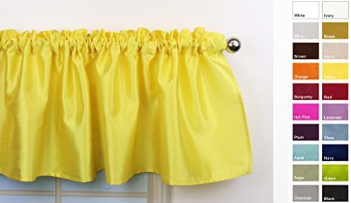 Aiking Home Solid Faux Silk Window Valance, Yellow-Size 56''x16''