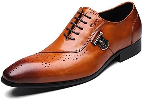 Mens Shoes Leather Classic Oxfords Plain Toe Brogue Lace-Up Wedding Party Modern Formal Business Shoes for Men