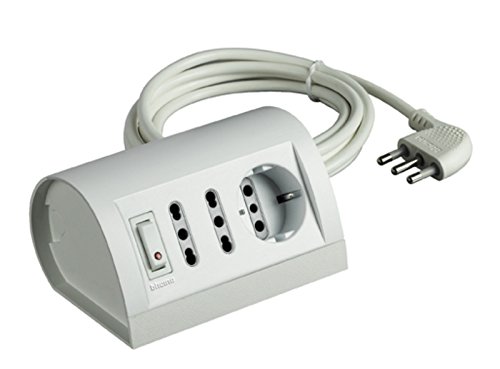 title=BTicino S3711DB Multipresa da Scrivania/Tavolo con Interruttore Luminoso, Bianco