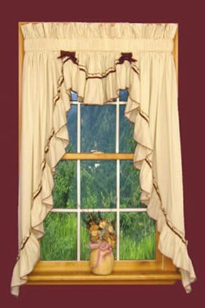 Jenny Country Style Ruffle 3 Piece Swag Curtains Set 135-Inch-by-63-Inch - 3 Inch Rod Pocket, Slate