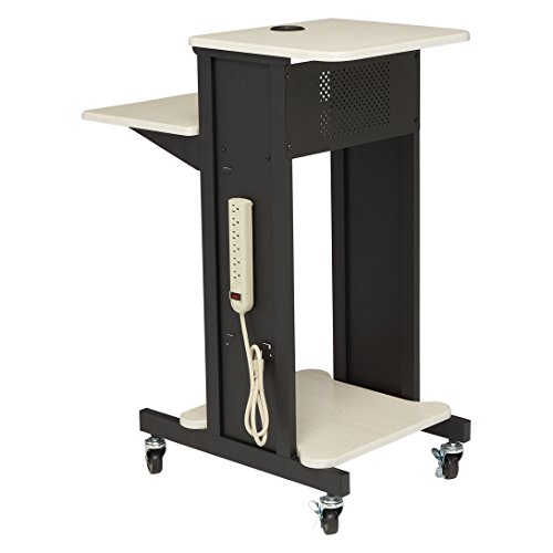 Oklahoma Sound PRC200 Steel Premium Presentation Cart, 18" Width x 40-1/2" Height x 30" Depth, Ivory Woodgrain/Black