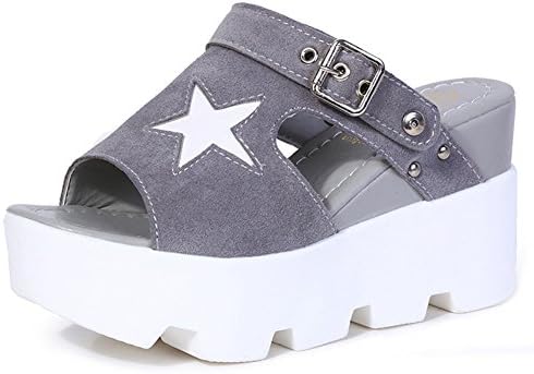 Sakeci Cool Summer Open Toe Skidproof Wedge Sandals for Women Sandles Grey 8.5 D(M) US