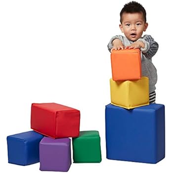 ECR4Kids Softzone Foam Stacking Blocks, Soft Building Blocks for Baby, Assorted (7-Piece Set)