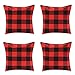 Jartinle 4 Pack Farmhouse Soft Cotton Red Black Buffalo Check Plaids Throw Pillow Cases Decorative Family Indoor or Outdoor Cushion Cover 18x18 inch