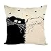 NYKKOLA Soild Linen Cute Cat Throw Pillow Covers Set of 4, Decorative Pillowcase Cushion Cover for Sofa Bedroom Car 18 x 18 Inch 45 x 45 cm (Style 13)