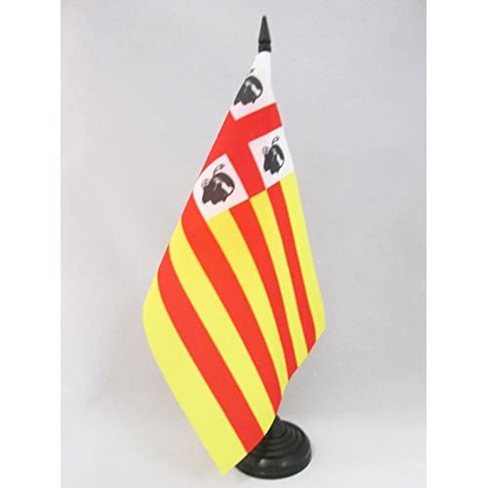 AZ FLAG Sardinia Aragon Table Flag 5'' x 8'' - Sardinian Office Decoration 100% Polyester 21 x 14 cm - Mini Desk Flag with Pole and Black Plastic Base