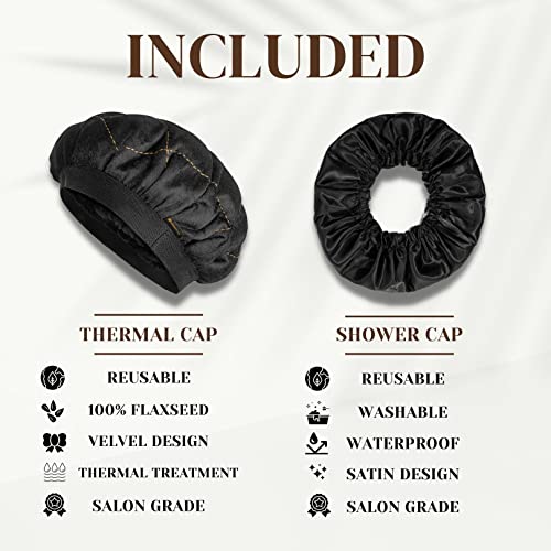 Heat Cap for Deep Conditioning Black & Gold Hot Head Thermal Cap Microwavable Natural