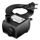 Homasy Upgraded 80 GPH (300L/H, 4W) Submersible Water Pump, 48 Hours Dry Burning Water Pump with 5.6ft (1.7m) Power Cord